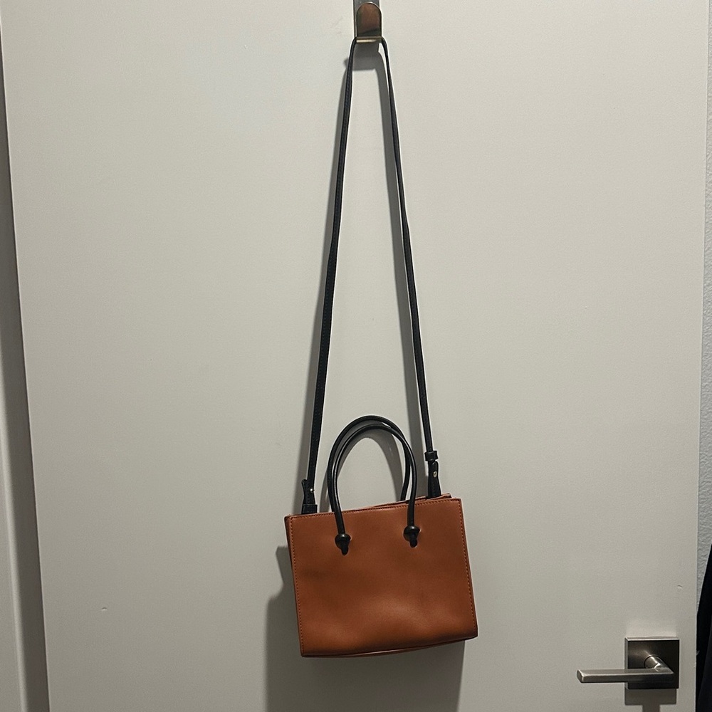 Anthropologie Vegan Leather Crossbody Tote Brown/Black